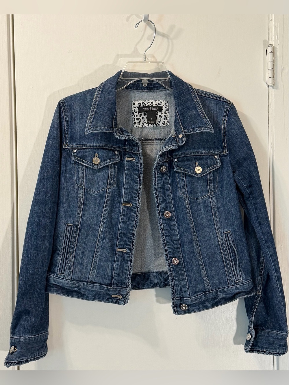 White House Black Market Women's Indigo Denim Jacket with Button Pockets